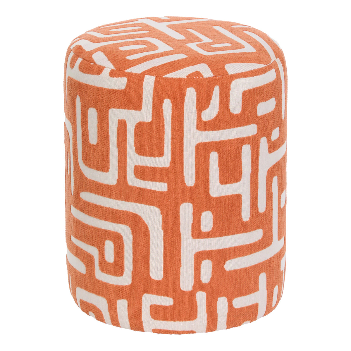 Delor Modernist Round Ottoman – Orange, 30 × 36 cm