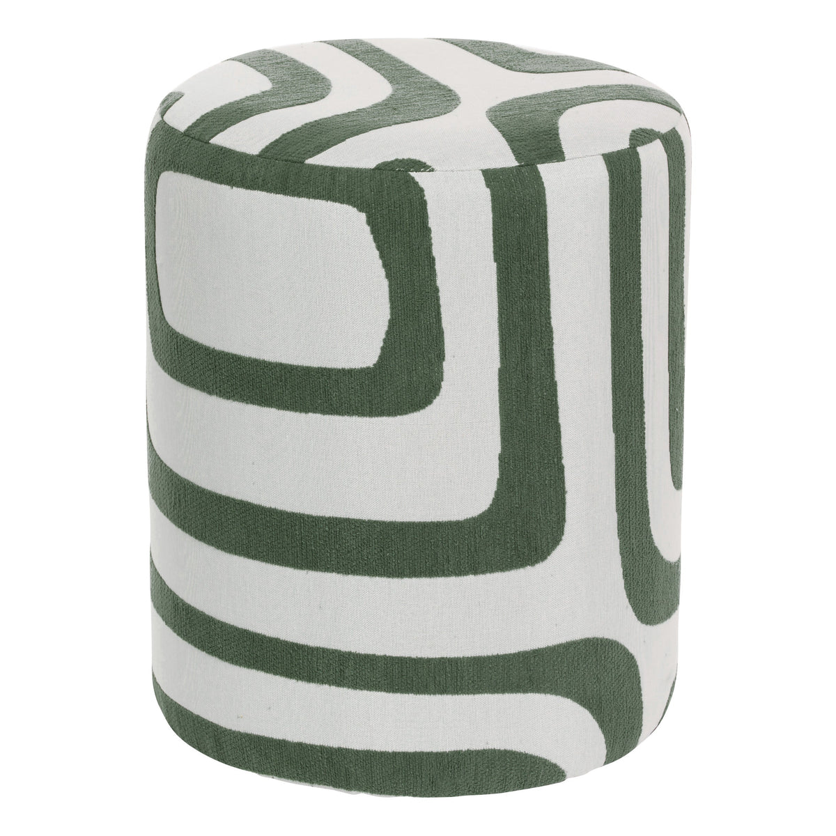 Delor Decorator Round Ottoman – Cedar Green/White, 30 × 36 cm