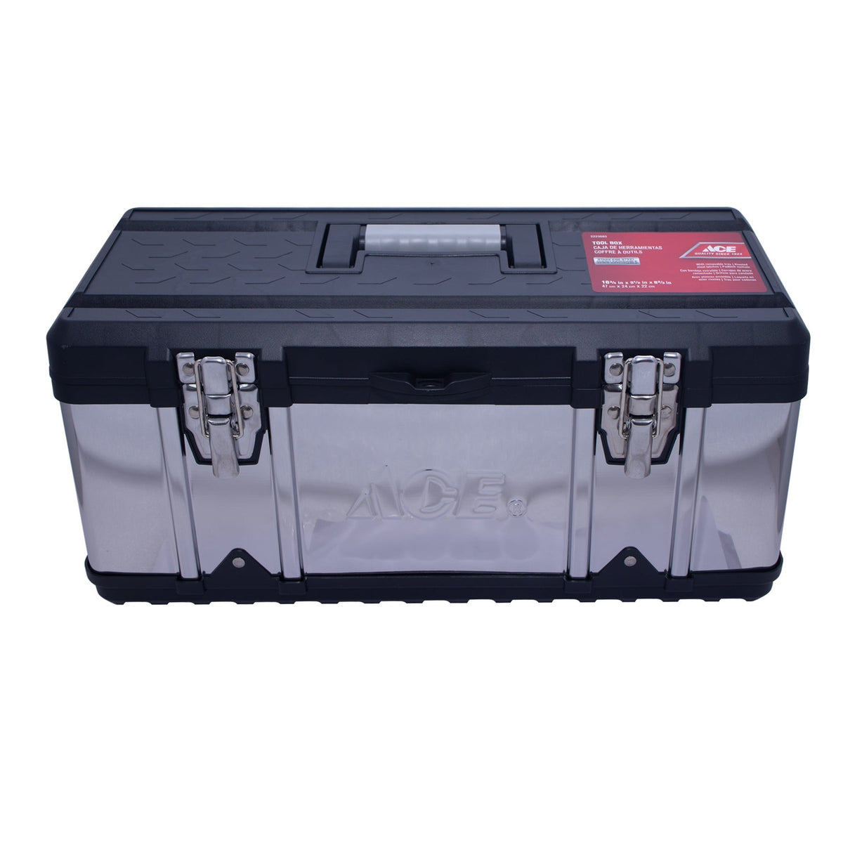 STAINLESS STEEL TOOL BOX WITH REMOVABLE PARTS TRAY 18.5IN (47CM) ACE