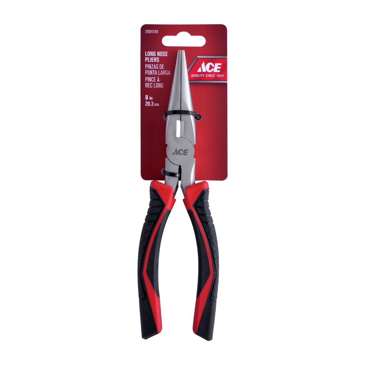 LONG NOSE PLIERS 20CM (8IN) TPR GRIP HANDLE ACE