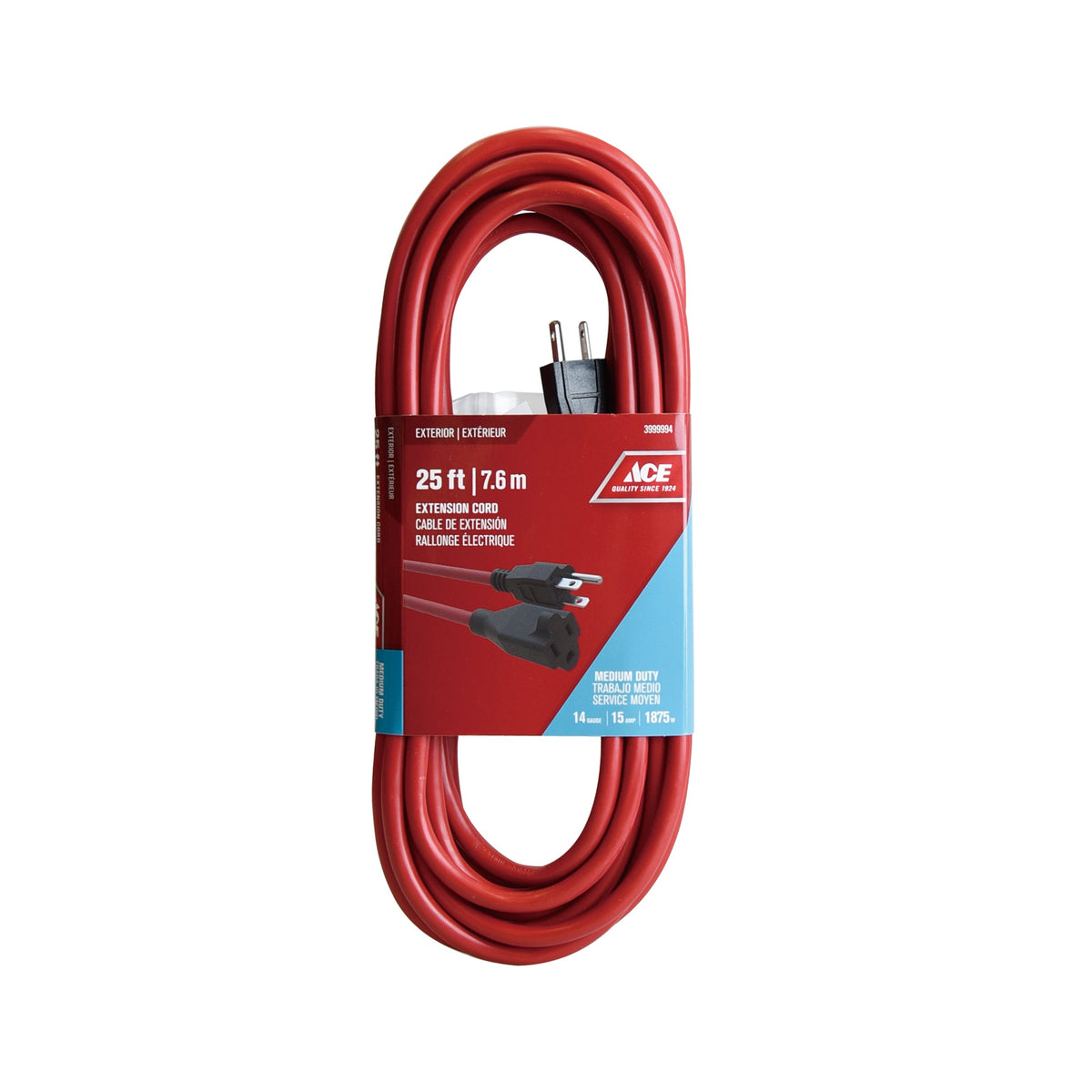 ACE red 25-foot outdoor grounded 14/3 extension cord