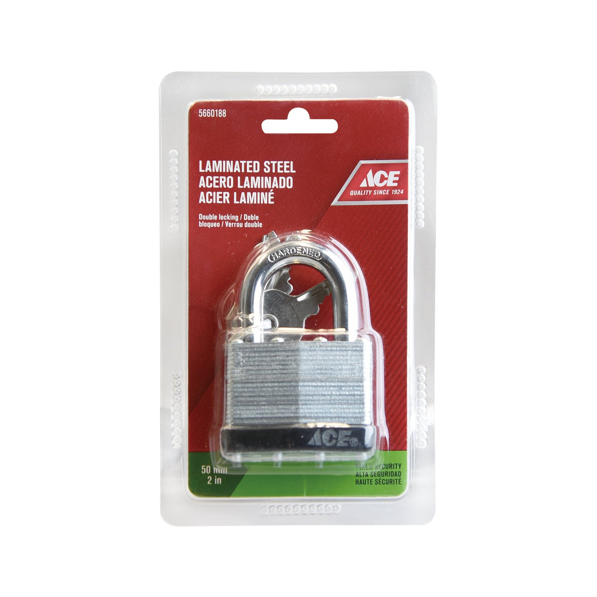 LAMINATED PADLOCK 50MM (2IN) STEEL ACE