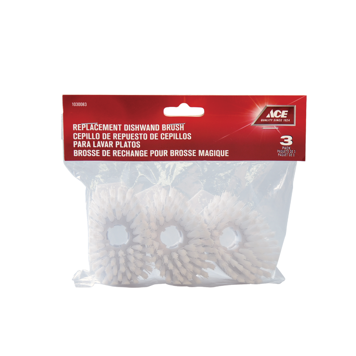 BRUSH DISH SPONGE REPLACEMENT HEAD 3PK 8X5X3.8CM FOR SKU 1030096 ACE