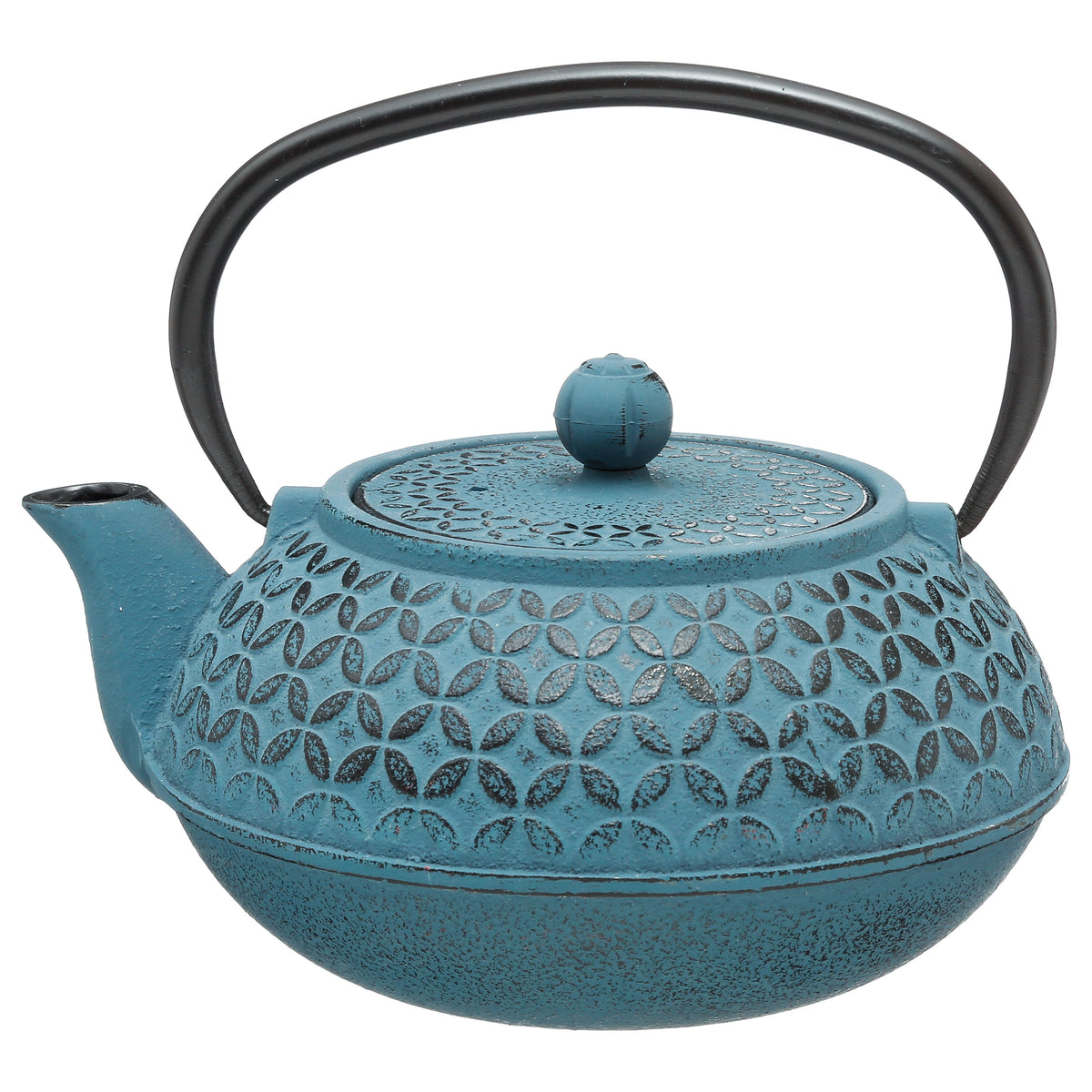 FLOWER BL CAST IRON TEAPOT 1L