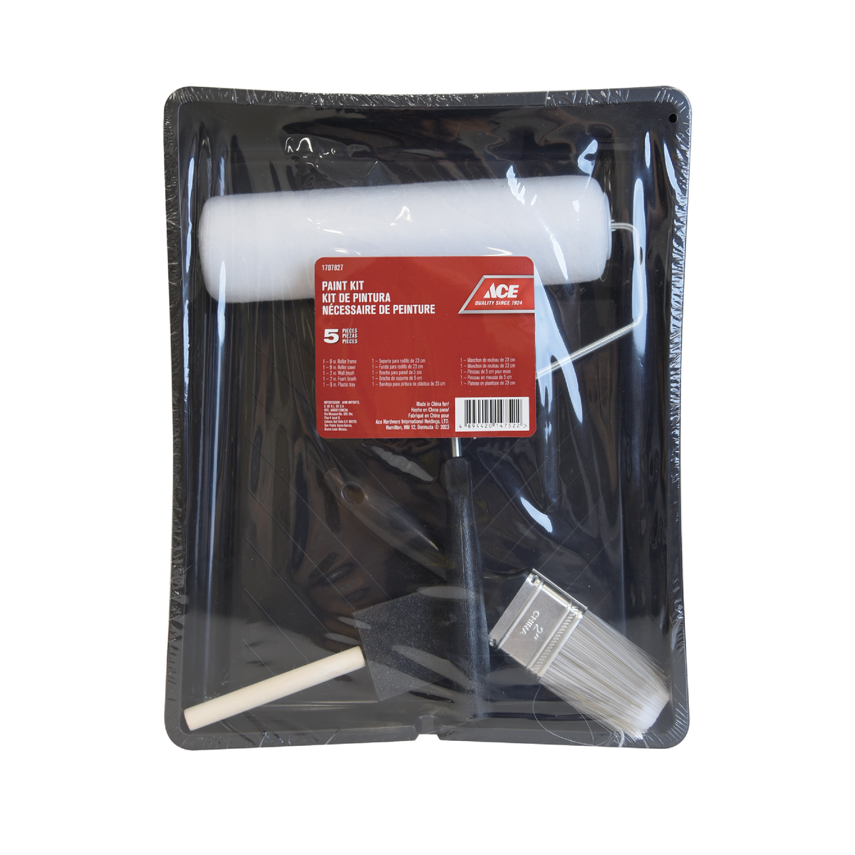 PAINT KIT 5 PIECE ROLLER 22.86CM (9IN) WITH FOAM BRUSH ACE