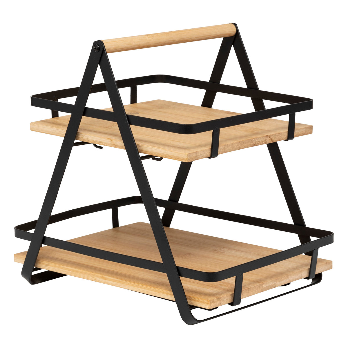 Ordera 2-Tier Shelf with Handle – Black