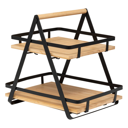 Ordera 2-Tier Shelf with Handle – Black