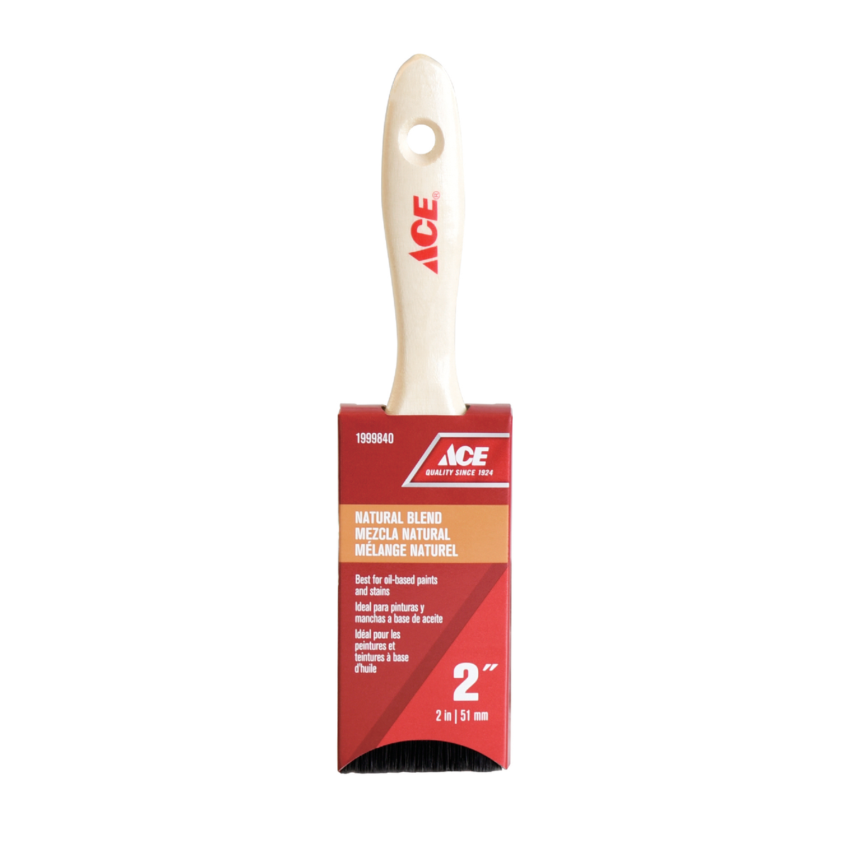 ACE PAINT BRUSH 2IN NATURAL BLEND WOOD HANDLE