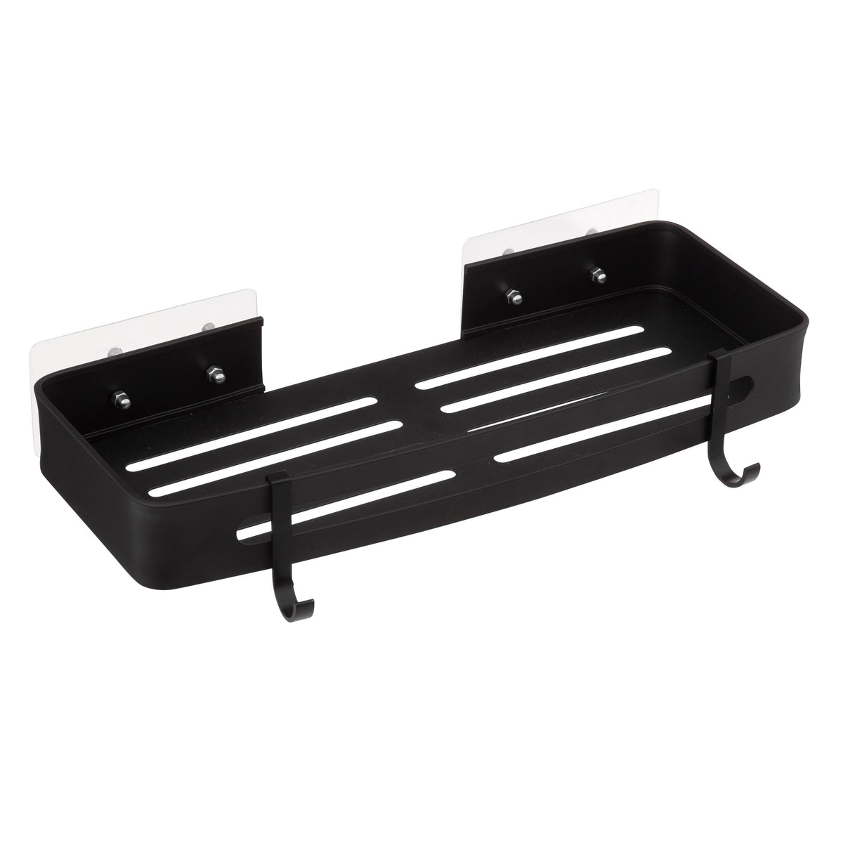 Black Aluminum Adhesive Shower Shelf
