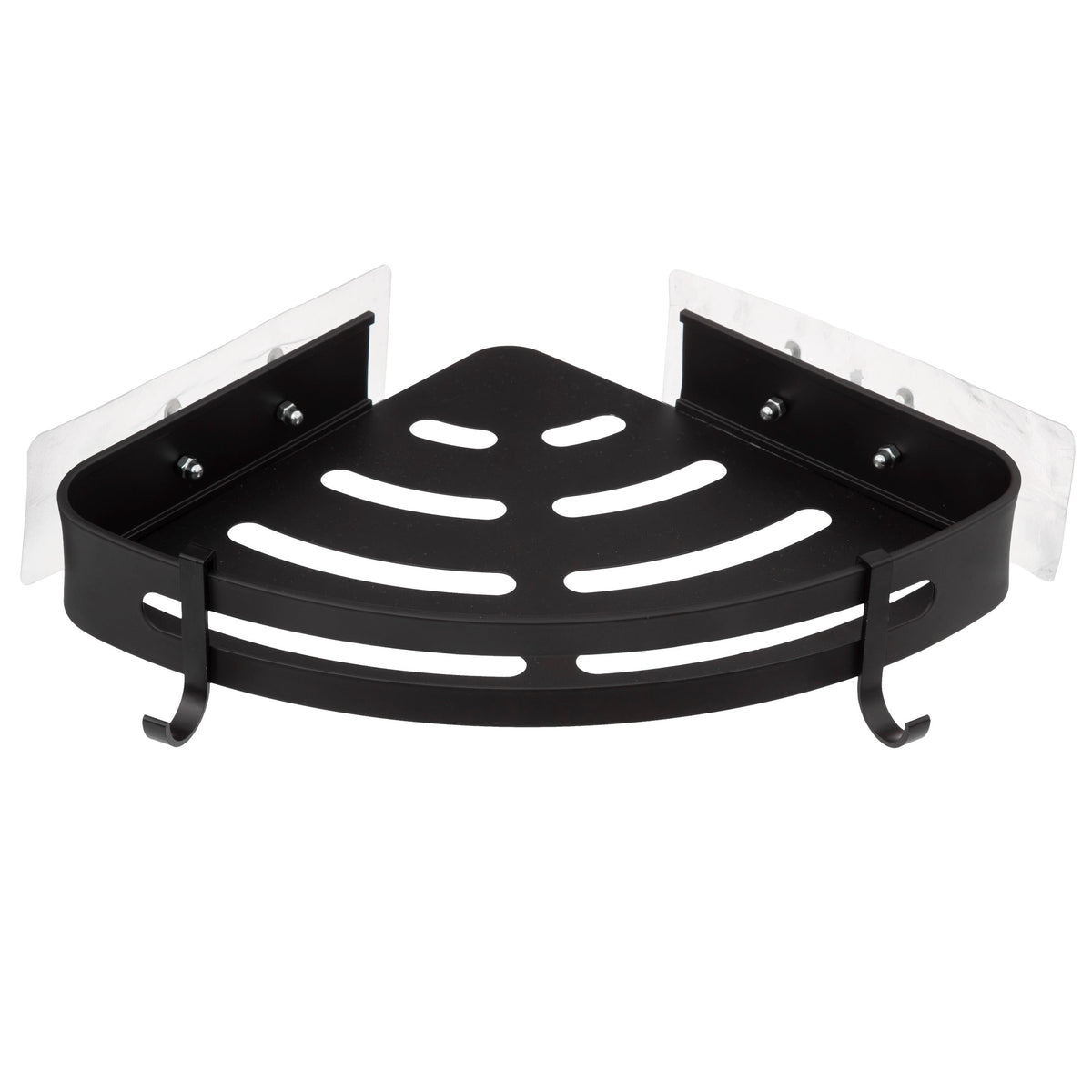 Black Aluminum Adhesive Corner Shower Shelf