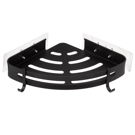Black Aluminum Adhesive Corner Shower Shelf