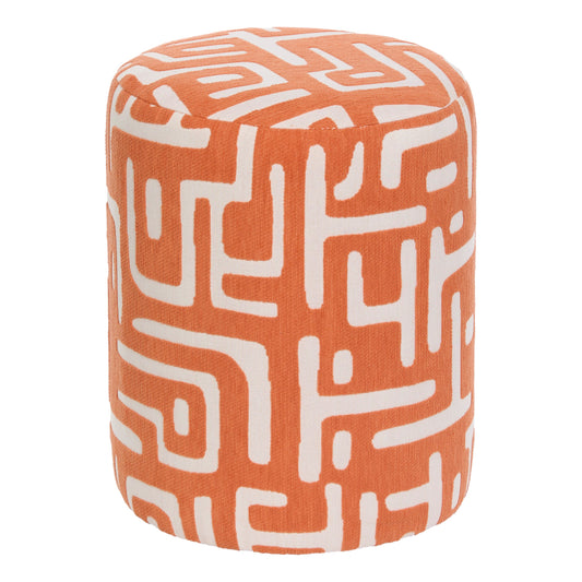Delor Modernist Round Ottoman – Orange, 30 × 36 cm