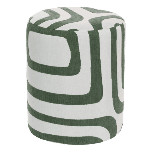 Delor Decorator Round Ottoman – Cedar Green/White, 30 × 36 cm