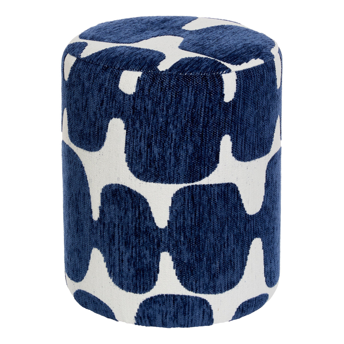 Delor Arty Round Ottoman – Blue/White, 30 × 36 cm
