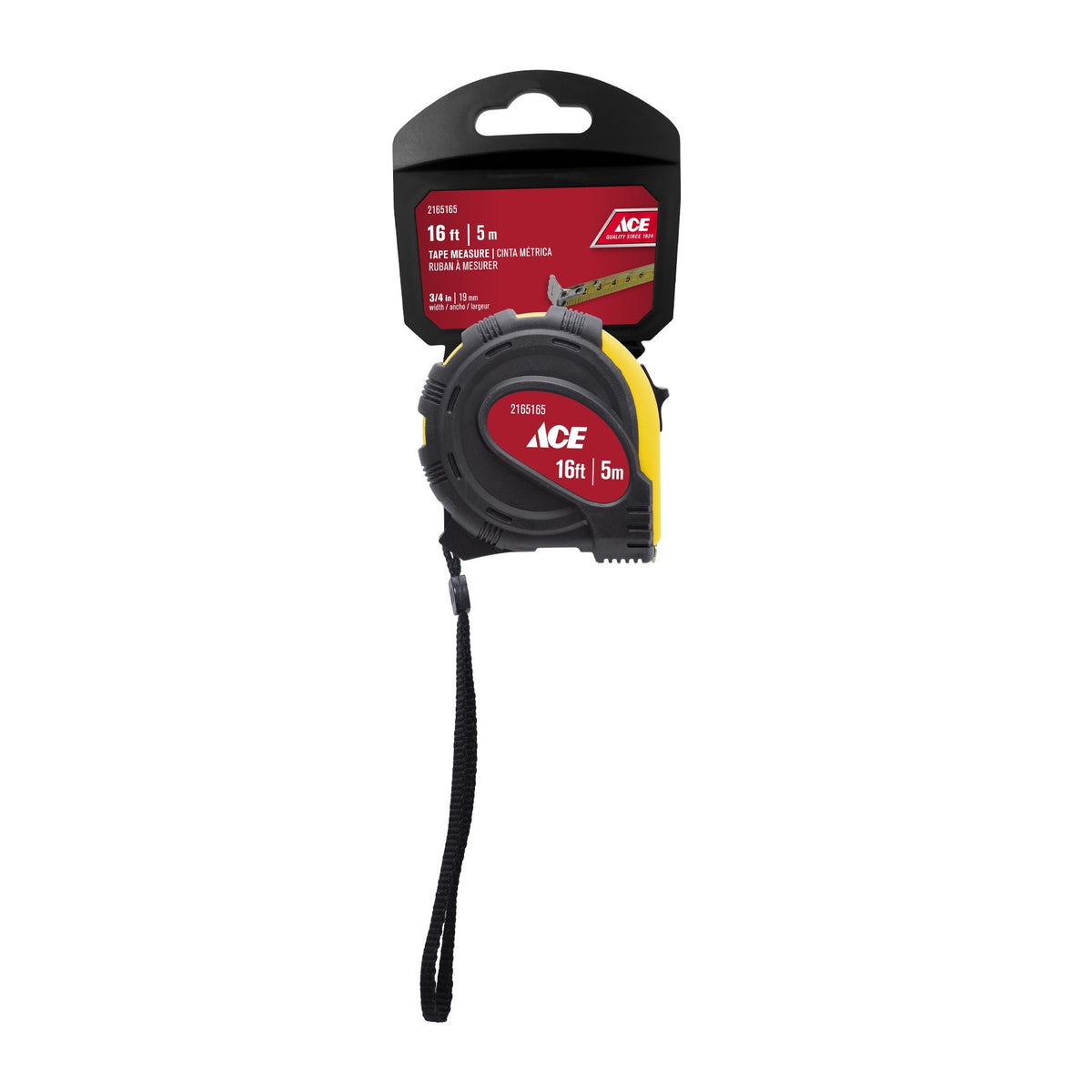 TAPE MEASURE 16FT (5M) SINGLE STOP RUBBER GRIP ACE