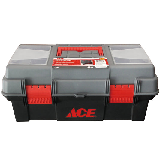 PLASTIC TOOL BOX WITH REMOVABLE PARTS TRAY 19IN (48CM) ACE