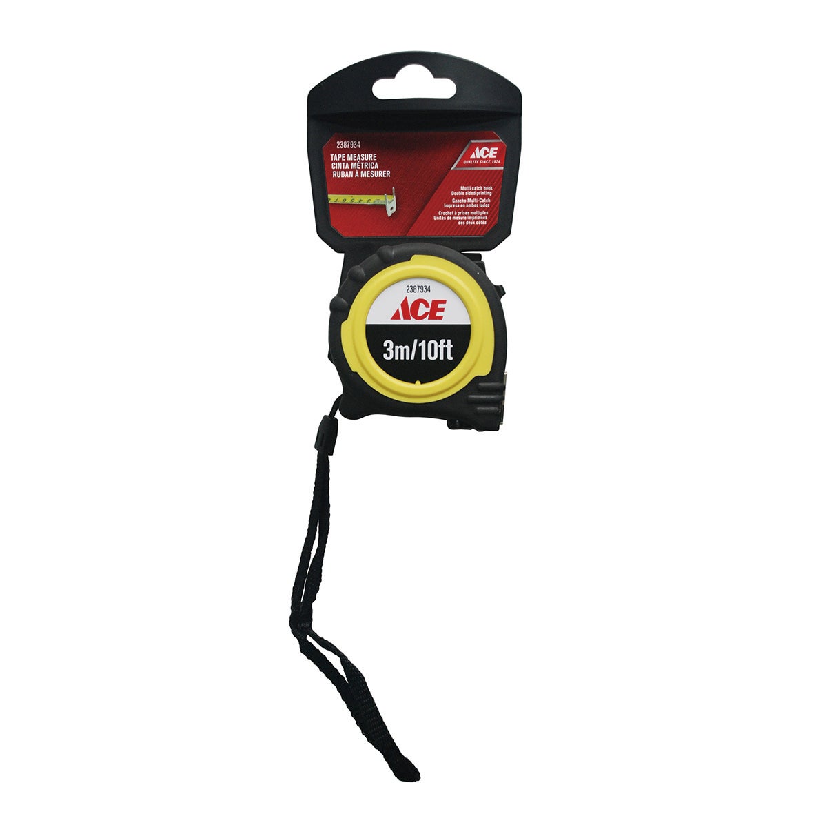 TAPE MEASURE 10FT (3M) 2 POSITION STOP TPR GRIP ACE