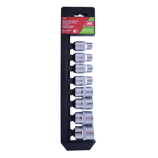 8 PIECE METRIC SOCKET SET 1/2IN DRIVE ACE