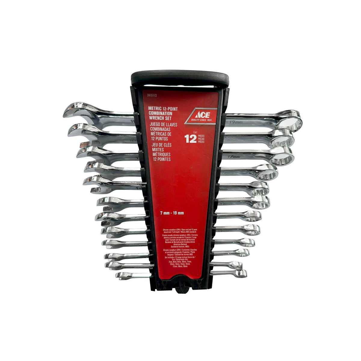 12 PIECE COMBINATION WRENCH SET (7MM TO 19MM) POLISHED FINISH ACE
