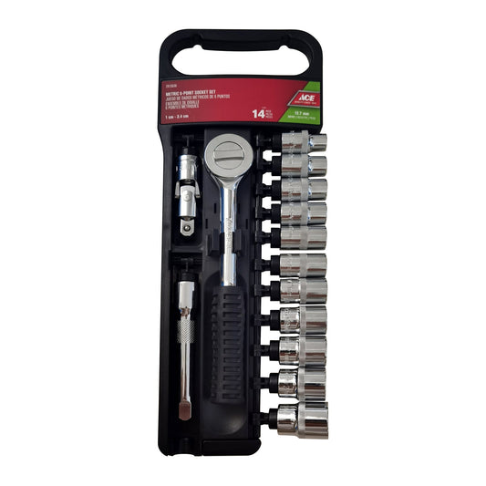 14 PIECE METRIC SOCKET SET 1/2IN DRIVE ACE
