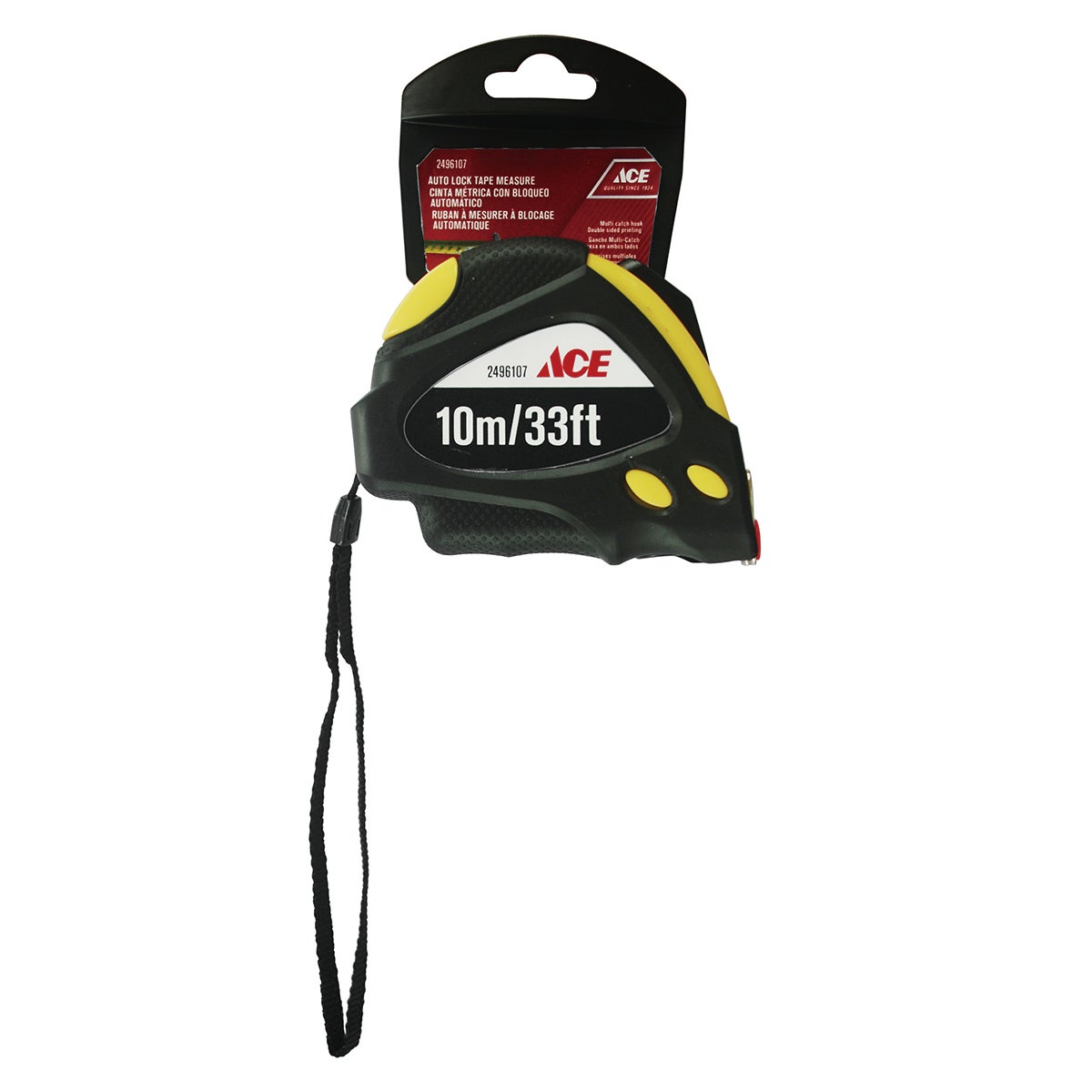 TAPE MEASURE 33FT(10M) AUTO RETRACTABLE METAL YELLOW ACE