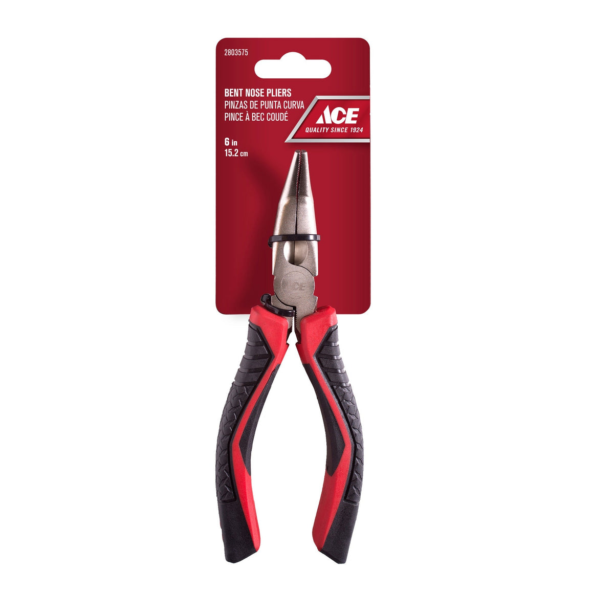 BENT NOSE PLIERS 15CM (6IN) TPR GRIP HANDLE ACE