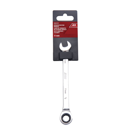 OPEN RATCHETING WRENCH 11MM POLISHED FINISH ACE