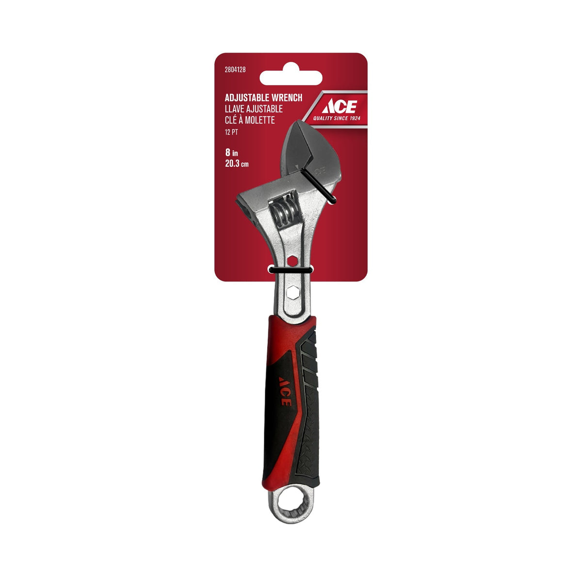 ADJUSTABLE WRENCH 8IN (20CM) TPR GRIP ACE