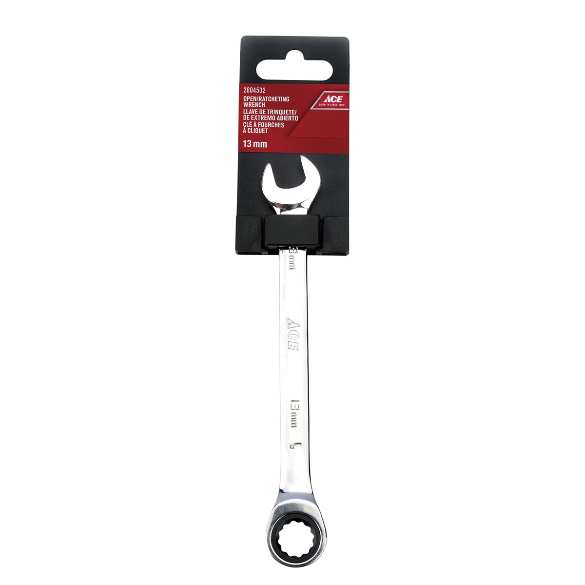 OPEN RATCHETING WRENCH 13MM POLISHED FINISH ACE