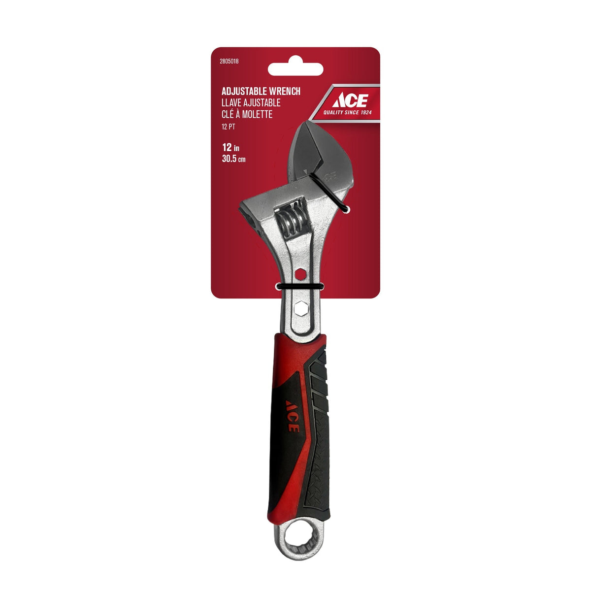 ADJUSTABLE WRENCH 12IN (30 CM) TPR GRIP ACE