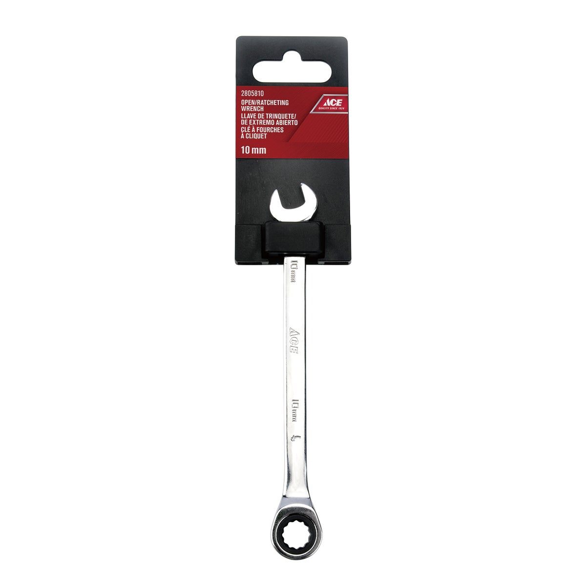 OPEN RATCHETING WRENCH 10MM POLISHED FINISH ACE