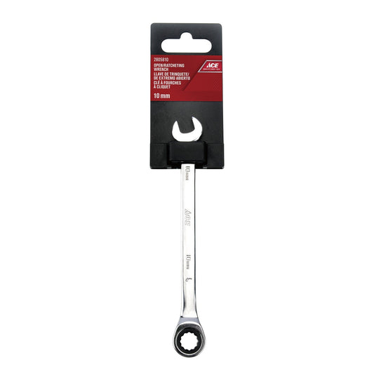 OPEN RATCHETING WRENCH 10MM POLISHED FINISH ACE