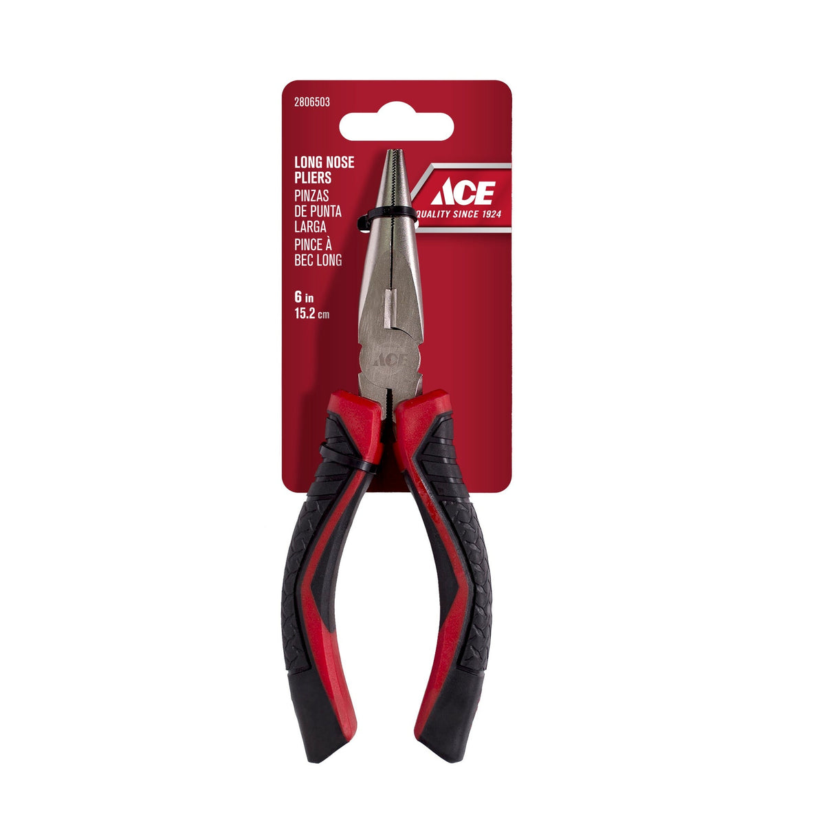 LONG NOSE PLIERS 15CM (6IN) TPR GRIP HANDLE ACE