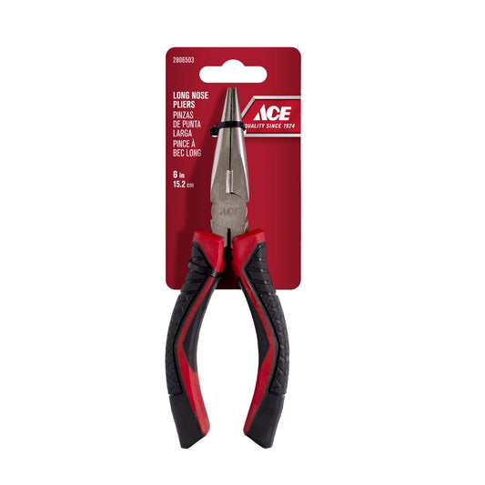 LONG NOSE PLIERS 15CM (6IN) TPR GRIP HANDLE ACE