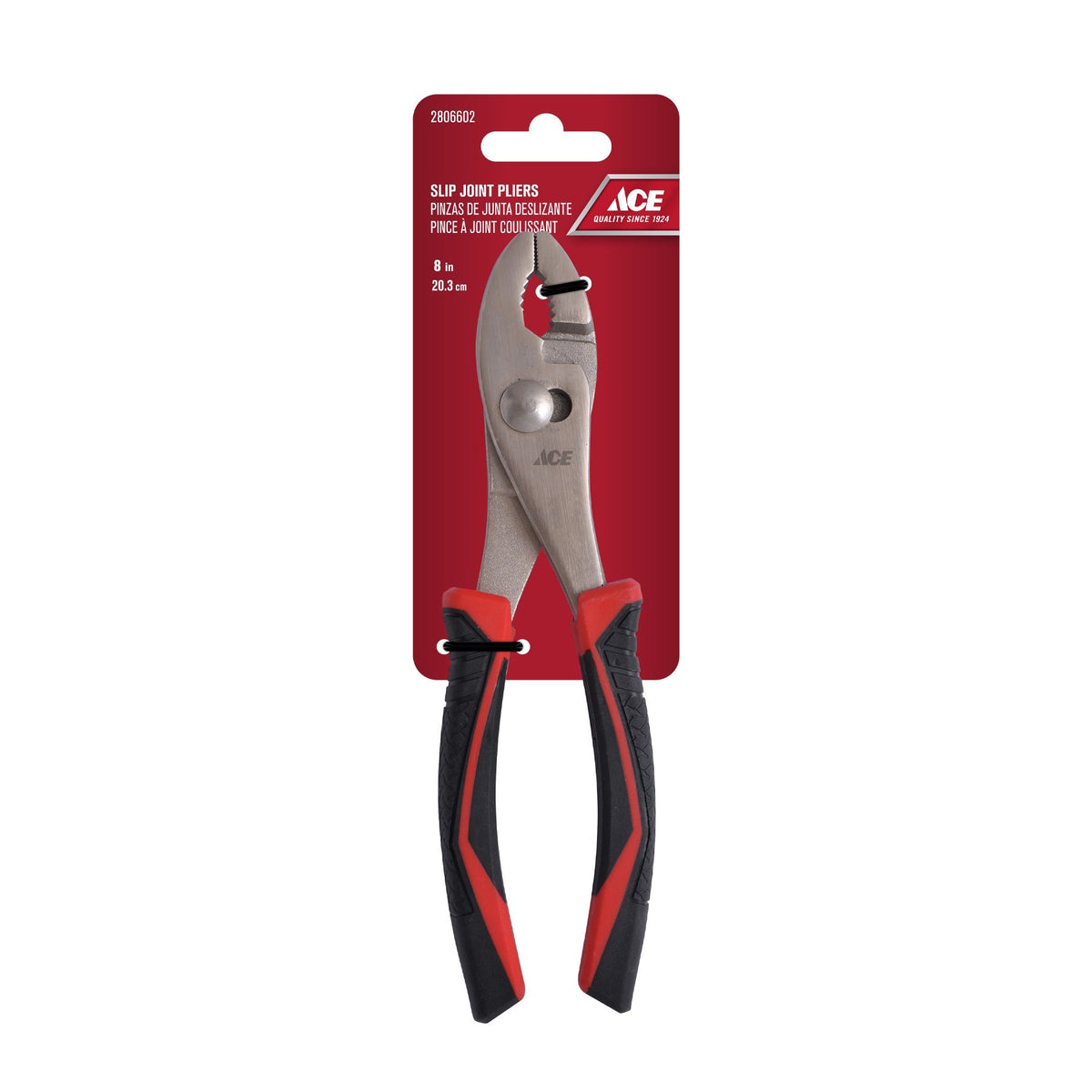 SLIP JOINT PLIERS 20CM (8IN) TPR HANDLE ACE