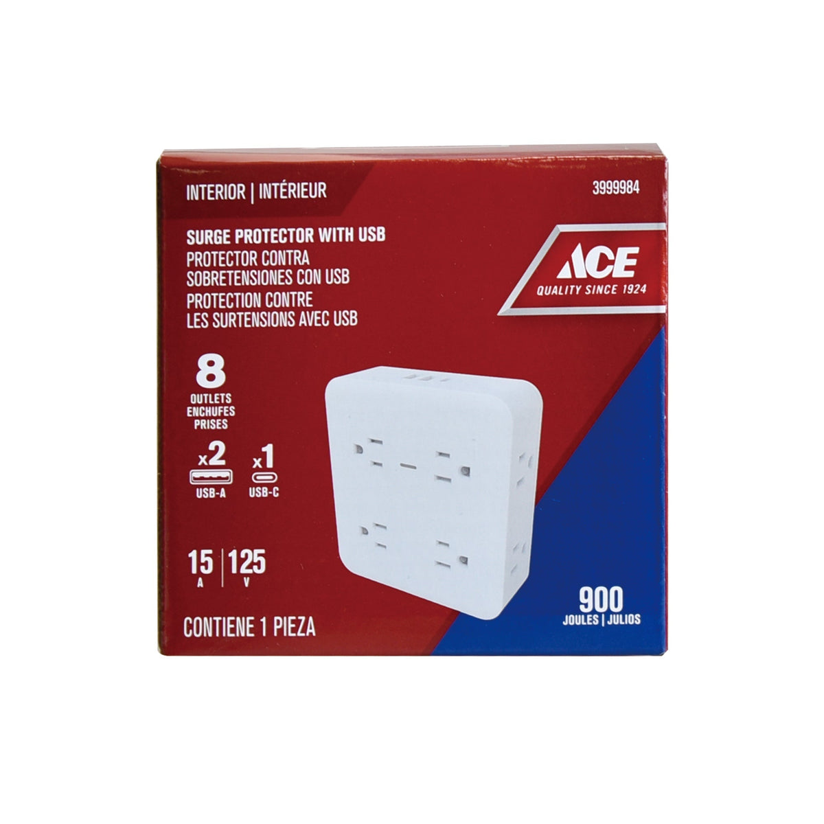 ACE SURGE PROTECTOR 8 OUTLET ADAPTER WITH USB