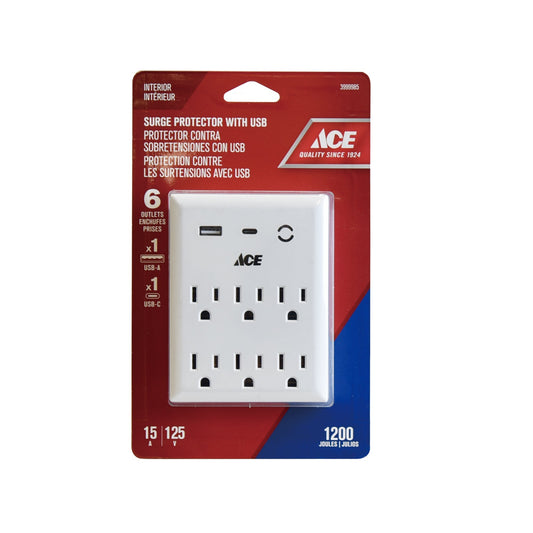 ACE SURGE PROTECTOR 6 OUTLET ADAPTER WITH USB