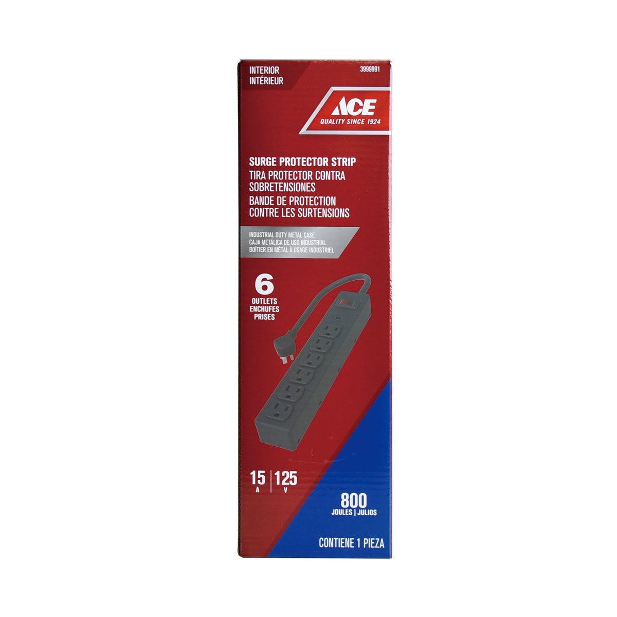 ACE 6 OUTLET WITH SURGE METAL BODY HEAVY DUTY