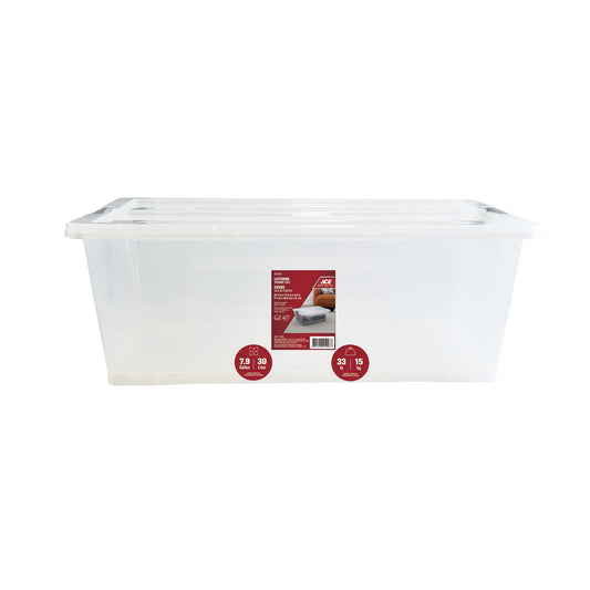 ACE clear 30-liter storage box with latching lid