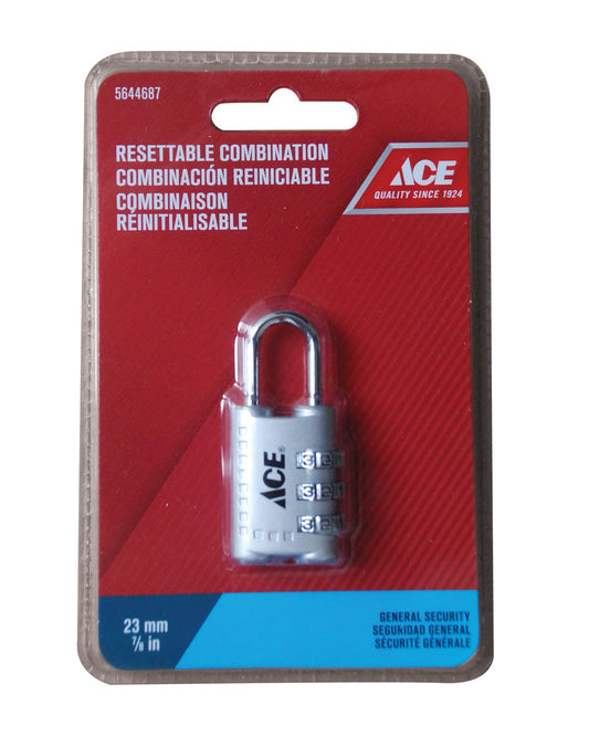 LUGGAGE 3 DIAL COMBINATION PADLOCK 23MM (7/8IN) ZINC ALLOY ACE
