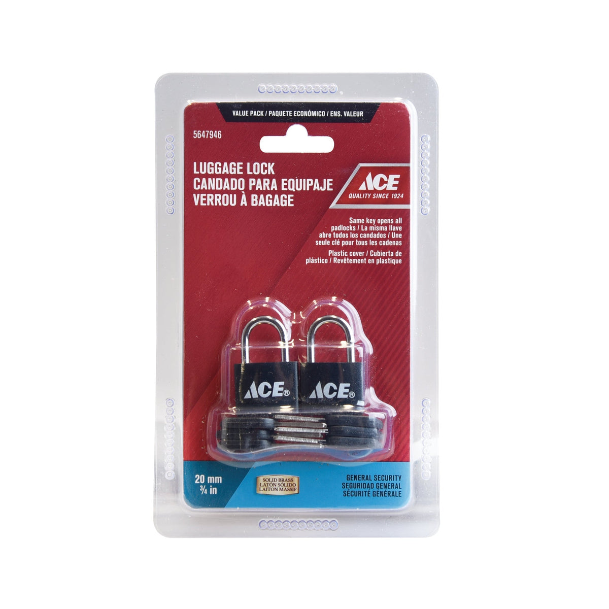 LUGGAGE LOCK 2 PACK 20MM (3/4IN) SOLID BRASS