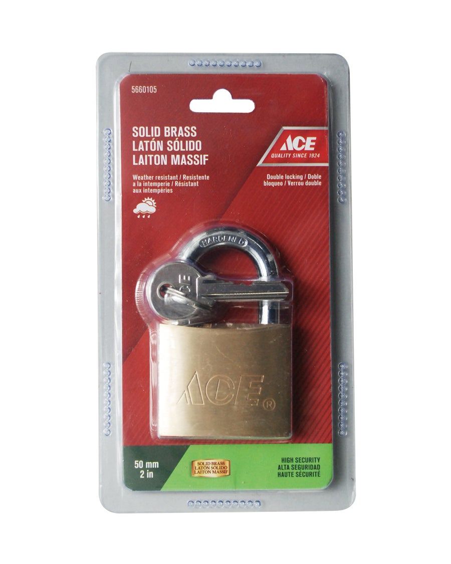 PADLOCK 50MM (2IN) SOLID BRASS ACE