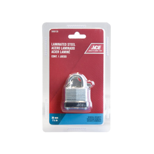 LAMINATED PADLOCK 30MM (1 1/8IN) STEEL ACE
