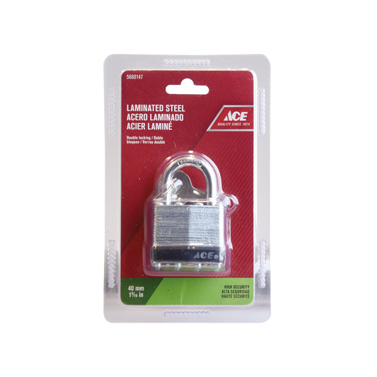 LAMINATED PADLOCK 40MM (1 9/16IN) STEEL ACE