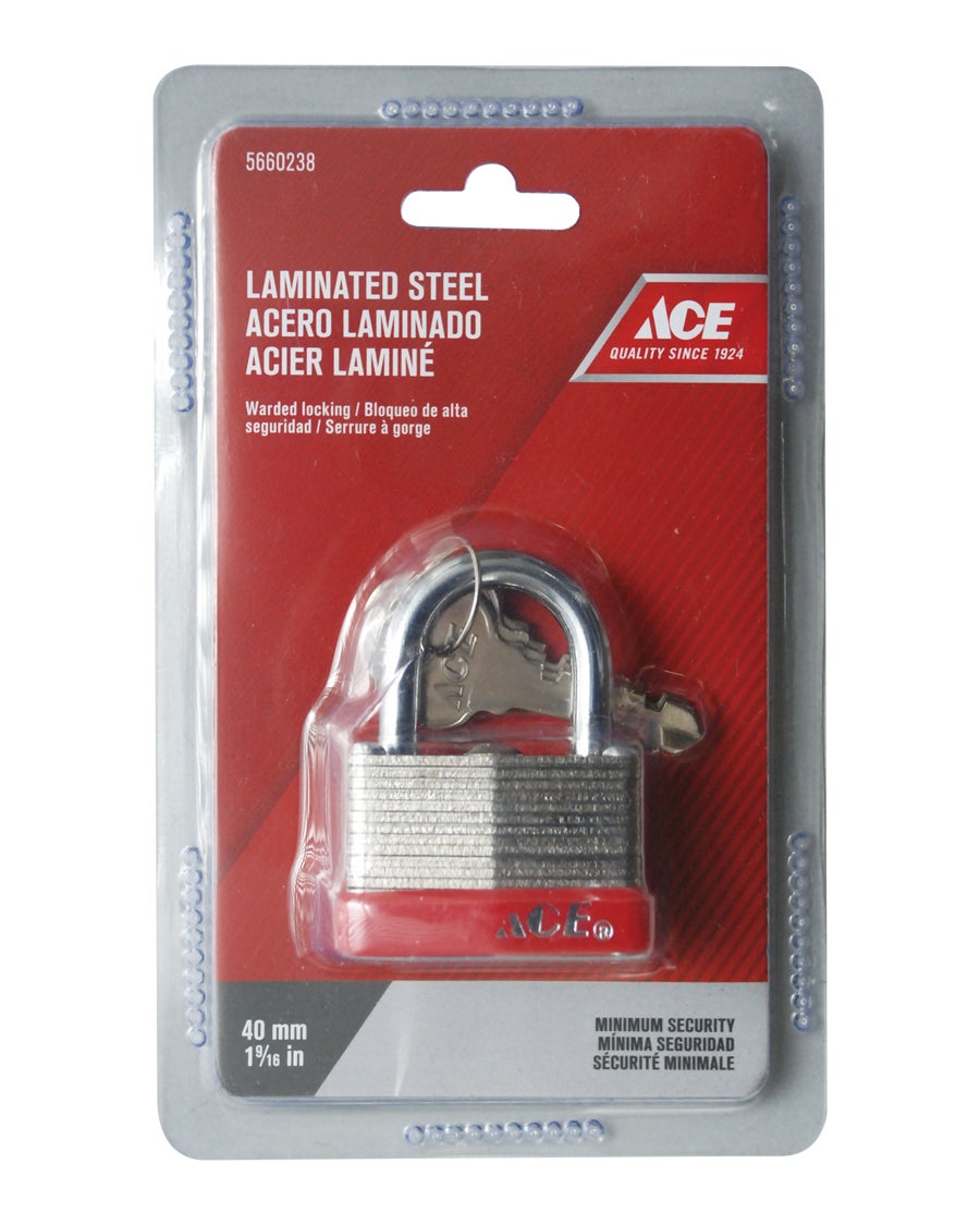 WARDED LAMINATED PADLOCK 40MM (1 9/16IN) STEEL ACE