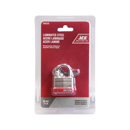 WARDED LAMINATED PADLOCK 30MM (1 1/8IN) STEEL ACE