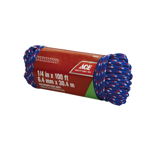 ACE 1/4IN X 100FT (0.64CM X 30.48M) DIAMOND BRAIDED POLYPROPYLENE ROPE
