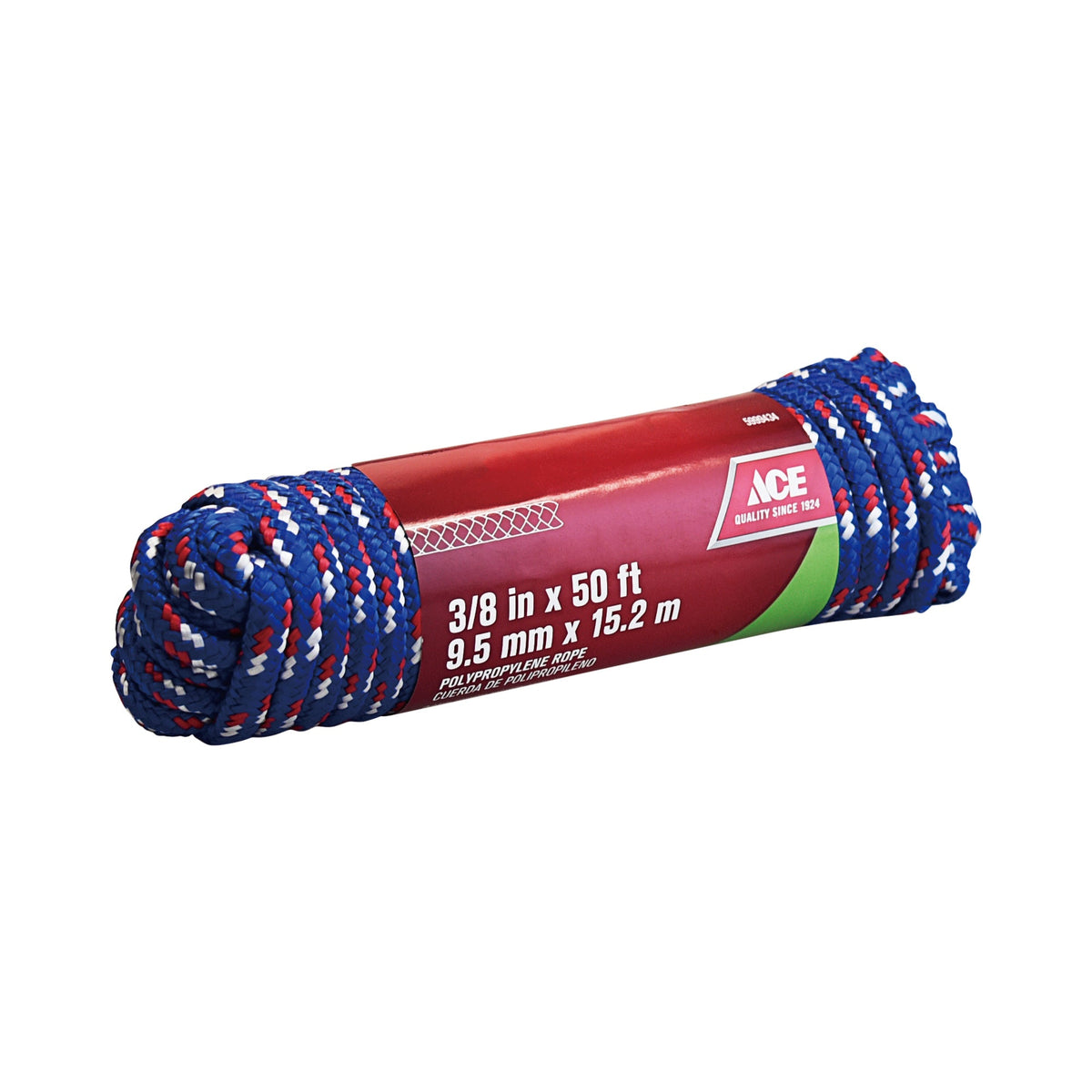 ACE 3/8IN X 50FT (0.95CM X 15.24M) BLUE DIAMOND BRAIDED POLYPROPYLENE ROPE