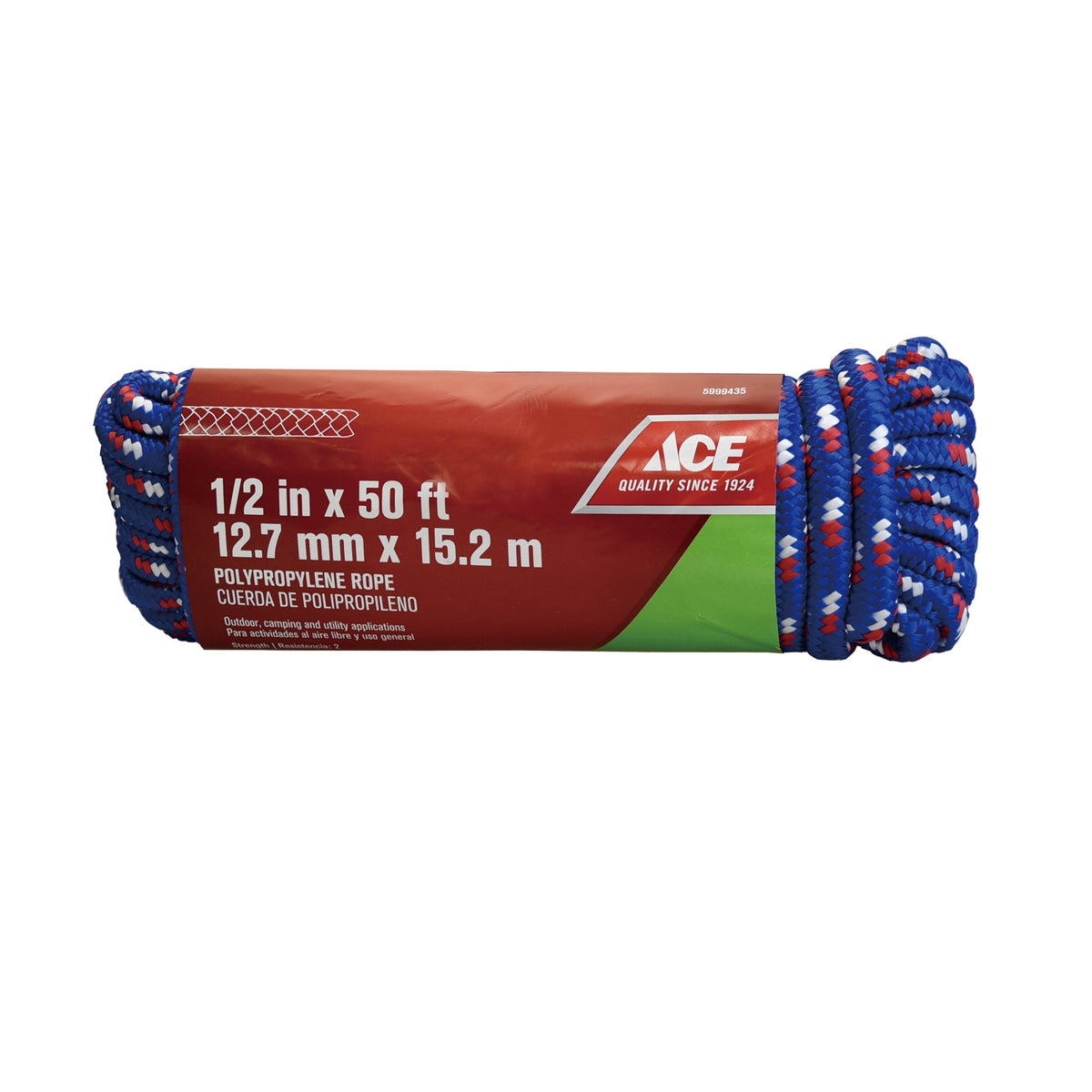 ACE 1/2IN X 50FT (1.27CM X 15.24M) BLUE DIAMOND BRAIDED POLYPROPYLENE ROPE