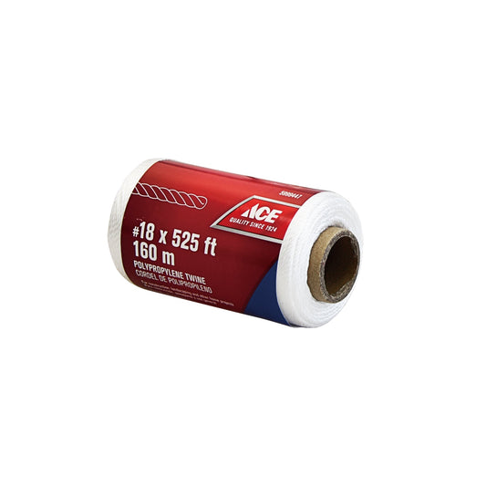 ACE #18 X 525FT (#18 X 160M) WHITE TWISTED POLYPROPYLENE TWINE